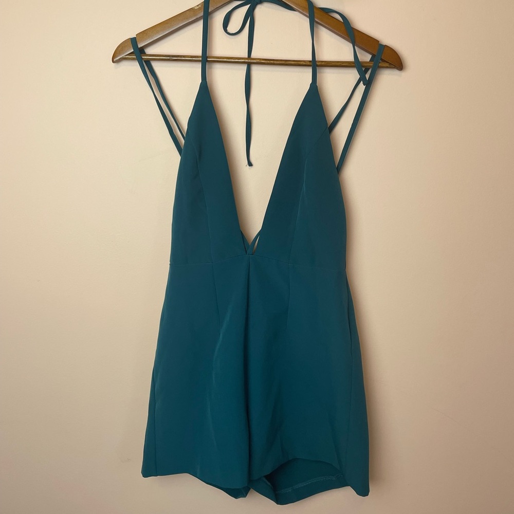 ASOS Turquoise Cross-Back Romper